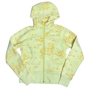 Lululemon Scuba Hoodie Full Zip Floral Print Yellow Size 8 Rare